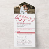 40回目のRuby結婚の記念赤い食事の出欠の写真 オールインワン招待状 (内側)