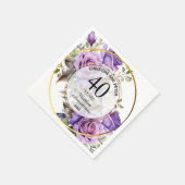 40回結婚の金ゴールド・フレームバラの記念日 スタンダードカクテルナプキン (角)