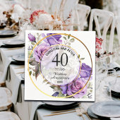 40回結婚の金ゴールド・フレームバラの記念日 スタンダードカクテルナプキン