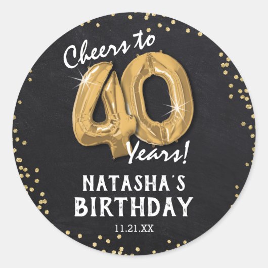 40年おめでとう! 40歳の誕生日 ラウンドシール (正面)