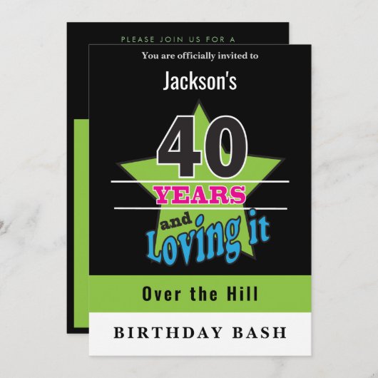 40年と愛 |誕生日 招待状 (正面/裏面)