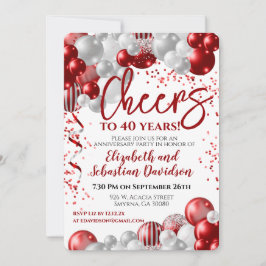 40年のお祝い 赤 40周年 招待状