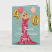 40年の素晴らしいシャンパンバルーンに乾杯 カード (正面)