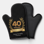 40年の素晴らしい – 誕生日カスタムブラック 鍋つかみ (正面/裏面)