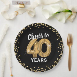 40年の誕生日おめでとうございます モダン ペーパープレート