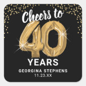 40年の誕生日おめでとう スクエアシール (正面)