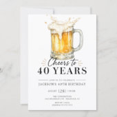 40年の誕生日お祝い招待状 招待状 (正面)