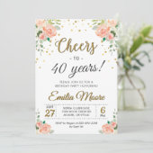 40年の軌跡を祝して 女性の40歳の誕生日パーティー 招待状 (スタンド正面)