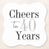 40年への乾杯 ミニマルシルバー パーティー ペーパーコースター (正面)