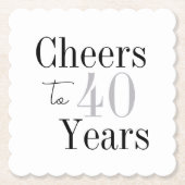 40年への乾杯 ミニマルシルバー パーティー ペーパーコースター (正面)