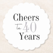 40年への乾杯 ミニマルシルバー パーティー ペーパーコースター (正面)