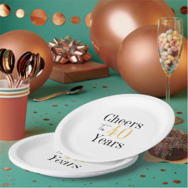 40年への乾杯 ミニマル ブラックゴールド ペーパープレート