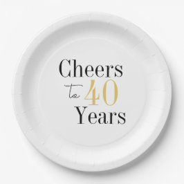 40年への乾杯 ミニマル ブラックゴールド ペーパープレート