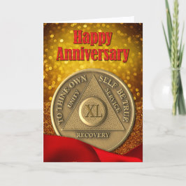 40年オウムコイングリッターハッピーアニバーサリー カード