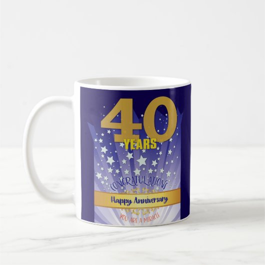 40年カスタムリカバリー記念日 太字数字 コーヒーマグカップ (左)