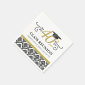 40年クラス懇親会ナプキンス – ブラックと金ゴールド スタンダードカクテルナプキン (角)