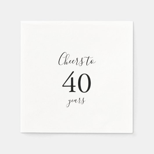 40年シンプル間のミニマル応援誕生日 スタンダードカクテルナプキン (正面)
