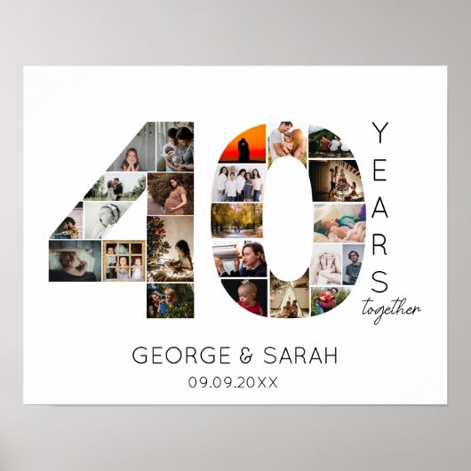 40年フォトコラージュ結婚ルビー記念日 ポスター (正面)