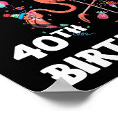 40年フラミンゴ私の40歳の誕生日 ポスター (角)