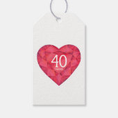 40年ルビー玉ハート水彩画ギフトラベル ギフトタグ (正面)