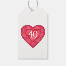 40年ルビー玉ハート水彩画ギフトラベル ギフトタグ