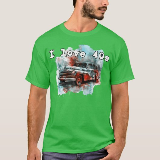 40年代のクルマと仲間たち I LOVEHE 40s Tシャツ (正面)