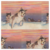 40年代のシベリアンハスキーのそり犬のプリント ファブリック (クローズアップ)