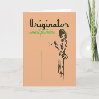 40年代のファッションのイラストレーションの挨拶またはメッセージカード カード