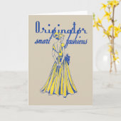 40年代のファッションのイラストレーションの挨拶またはメッセージカード カード (黄色い花)