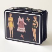 40年代のファッション紙人形 メタルランチボックス (裏面)