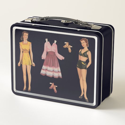 40年代のファッション紙人形 メタルランチボックス (裏面)