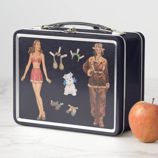 40年代のファッション紙人形 メタルランチボックス (インサイチュ)