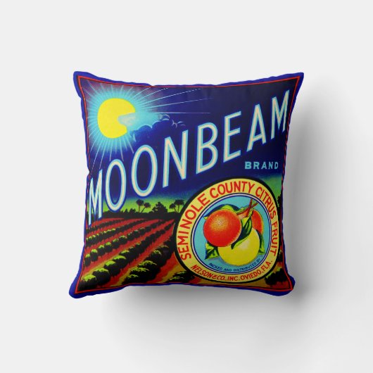 40年代のフルーツの木枠のラベルのMoonbeamのブランドの柑橘類 クッション (裏面)
