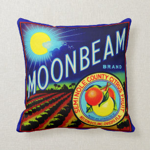 40年代のフルーツの木枠のラベルのMoonbeamのブランドの柑橘類 クッション