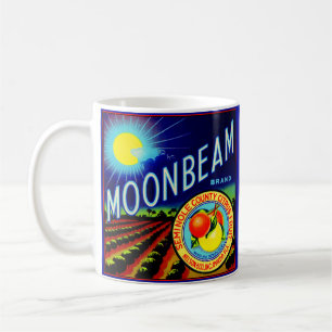 40年代のフルーツの木枠のラベルのMoonbeamのブランドの柑橘類 コーヒーマグカップ