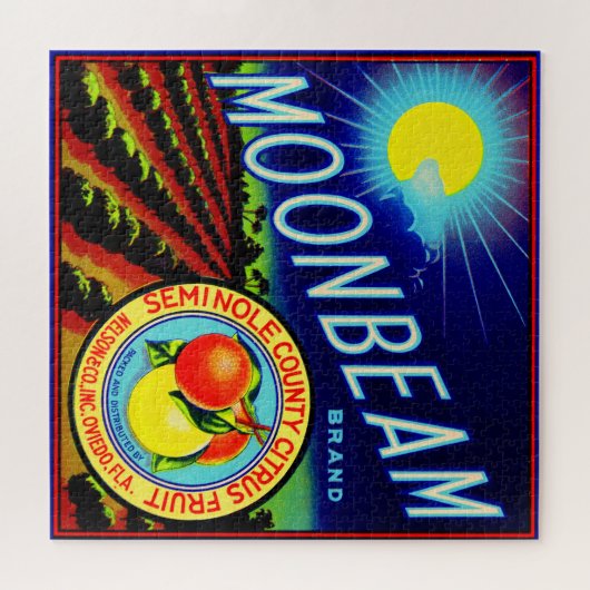 40年代のフルーツの木枠のラベルのMoonbeamのブランドの柑橘類 ジグソーパズル (横)