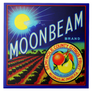 40年代のフルーツの木枠のラベルのMoonbeamのブランドの柑橘類 タイル