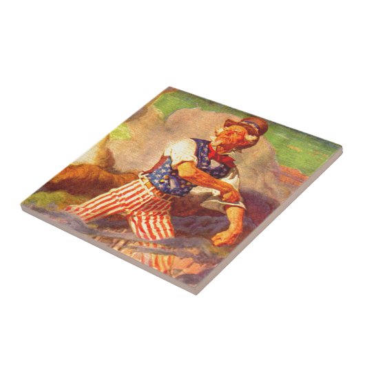 40年代の英雄的な米国市民彼の袖を転がります タイル (側面)