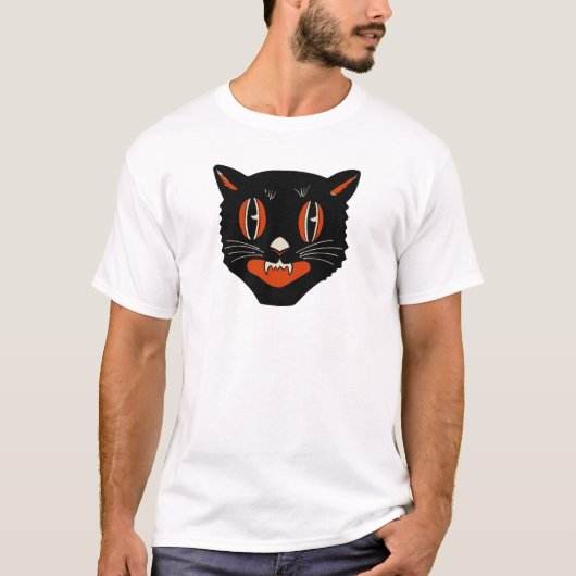 40年代の黒猫のデザイン Tシャツ (正面)