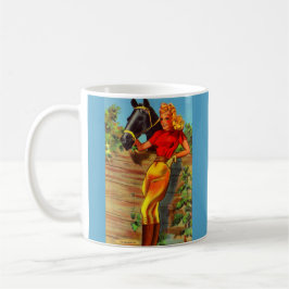 40年代ピンgalおよび馬 コーヒーマグカップ