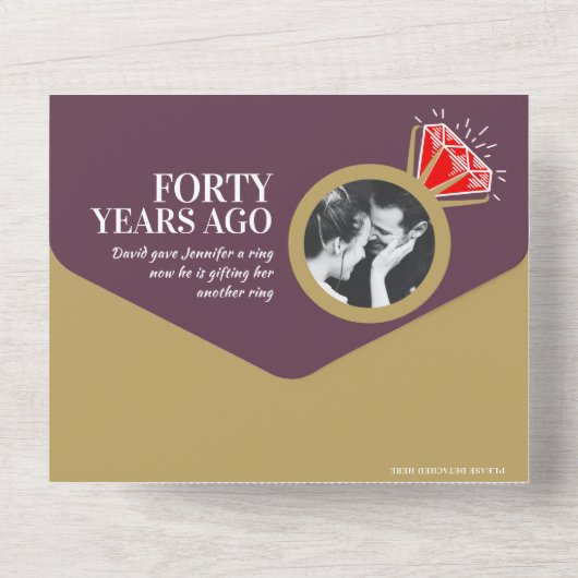 40年目のルビーの結婚記念日の指輪の食事会 への返信の写真です オールインワン招待状 (裏面)