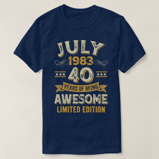 40年素晴らしヴィンテージ1983年7月40日 Tシャツ (デザイン正面)