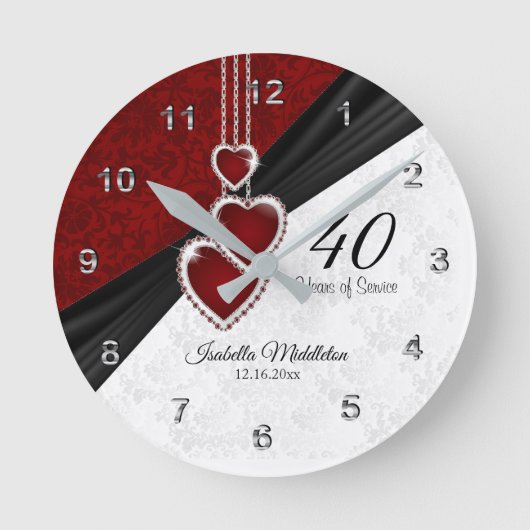 40年間のサービス ラウンド壁時計 (正面)