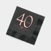 40年40周年結婚の名前の日付ハート 箔ナプキン (左)