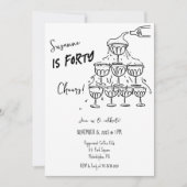 40年Fs誕生日シャンパーニュファンキーー 招待状 (正面)