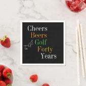 40応援ビーズゴルフブラック金ゴールド40th Birthday スタンダードカクテルナプキン (インサイチュ)