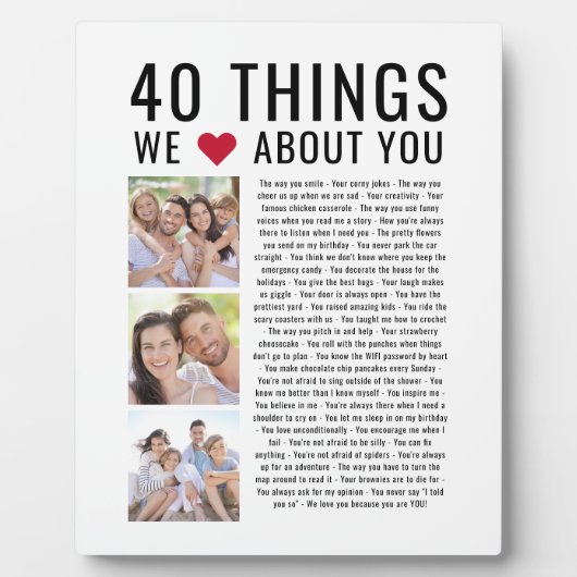 40愛するもの | 40th誕生日 フォトプラーク (正面)