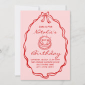 40手描きケーキコケット40フレーム誕生日 招待状 (正面)