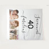 40才の素敵なホワイトネーム フォト バースデーパーティ タペストリー (正面(横))