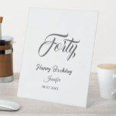 40文字の40歳の誕生日 名前 日付 追加 グレー 台座サイン (インサイチュ)